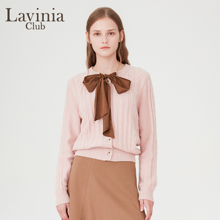 蝴蝶结针织衫 修身 Lavinia 女春秋年新款 洋气时尚 减龄毛衣开衫