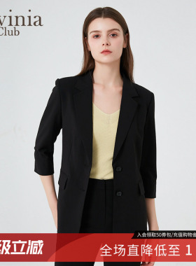 Lavinia职业正装黑色气质西服外套女春秋商务通勤西装B43W06