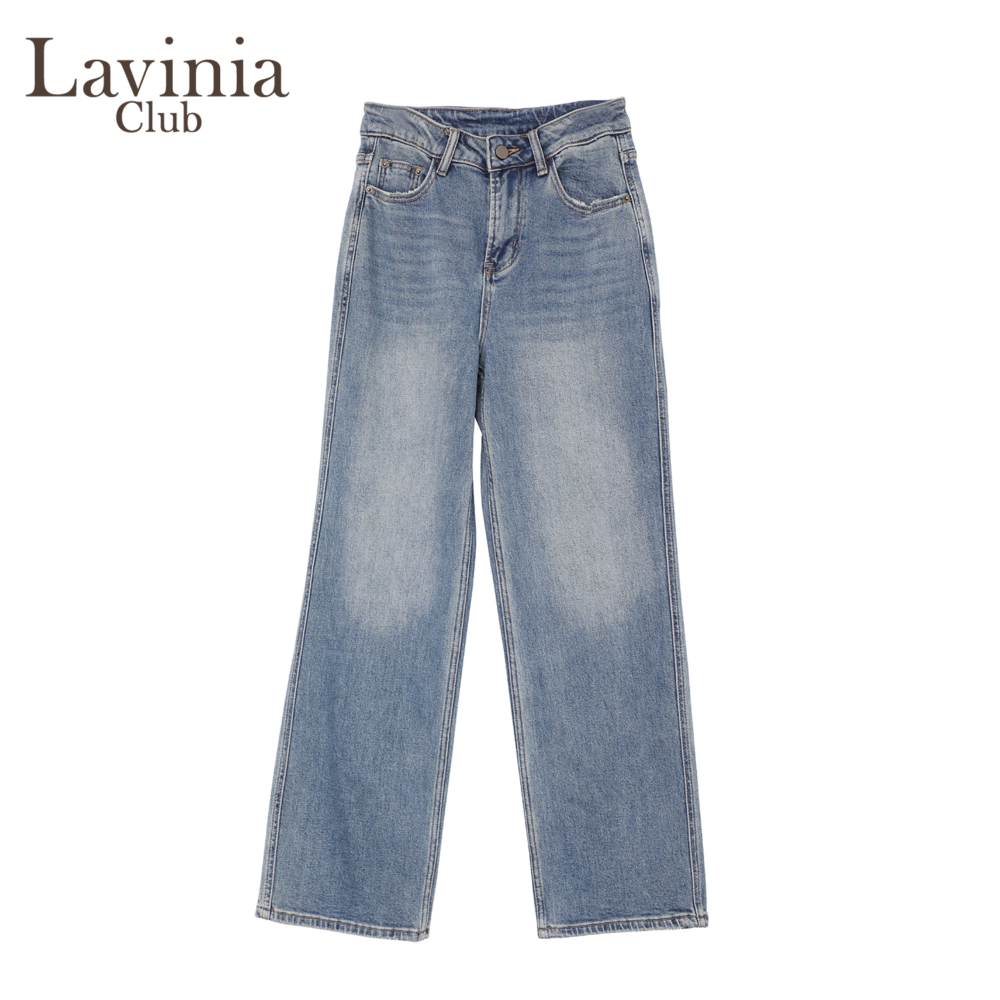 Lavinia美式风直筒牛仔裤女2025秋季新款百搭时尚挺阔高腰休闲裤