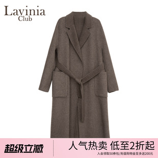 浴袍式 双面呢大衣外套女P57D103P 羊驼毛中长款 Lavinia2025冬新款