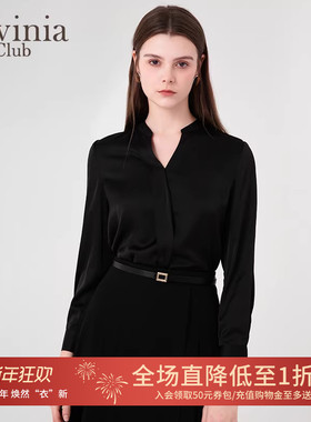 Lavinia简约气质纯色上衣早春新款通勤OL百搭黑色衬衫R45C106