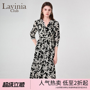 早春新款 优雅气质茶歇裙女微褶设计感收腰连衣裙Q45L109 法式