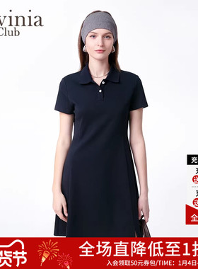 Lavinia连衣裙2025夏季短袖POLO衫翻领运动收腰显瘦网球裙F53L117