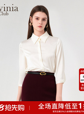 lavinia官方职业黑色衬衫女新款工作服翻领白衬衣商场P45C103