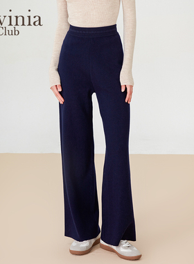 Lavinia 春秋新款女装纯色简约通勤休闲西装裤松紧高腰宽松直筒裤