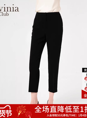黑色直筒西装裤女春季新款高腰修身休闲烟管版西裤子B45K06S