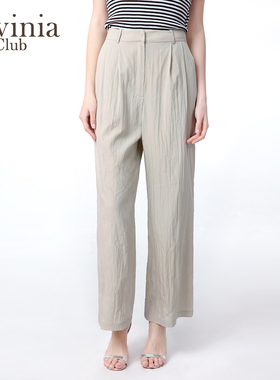 Lavinia裤子女压褶高腰阔腿裤春夏宽松慵懒松弛感西装长裤E53K81S