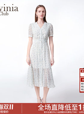 女裙雪纺碎花法式连衣裙新品气质