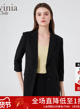 Lavinia职业正装黑色气质西服外套女春秋商务通勤西装B43W06