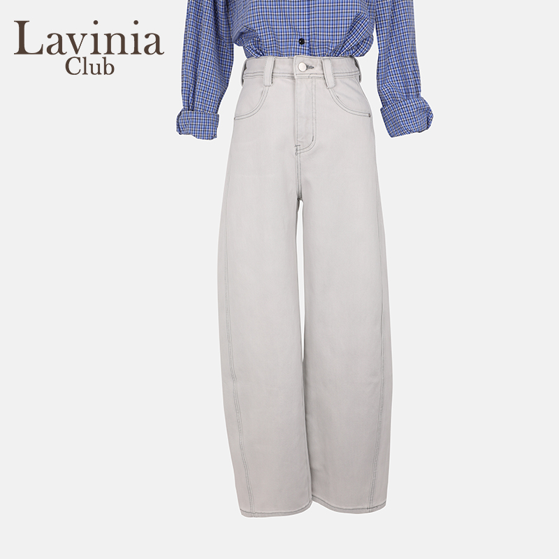 Lavinia牛仔裤2025年春夏新款洗旧高腰松弛感直筒阔腿裤女Y51K112