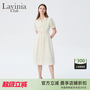 裙女夏新款 Lavinia简约气质通勤衬衫 宽松舒适雪纺连衣裙