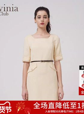 Lavinia Club拉维妮娅春夏季新品修身亮色黄色连衣裙R201LQ22