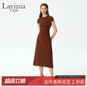 Lavinia官方连衣裙女装夏季新款时尚通勤高级气质短袖修身长裙子