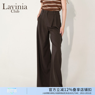 裤 亚麻混纺通勤舒适西装 女R55K102 2025秋新款 Lavinia格雷系阔腿裤