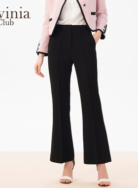 Lavinia Club/拉维妮娅春秋款黑色直筒高腰微喇西装裤J41K103