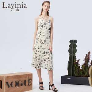 Lavinia中式水墨国风气质连衣裙女春夏新款雪纺吊带裙P33L120