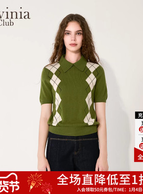 Lavinia费尔岛毛衣2025秋新款英伦风复古菱格纹针织衫女O55Z105S