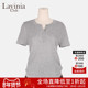 短袖 Lavinia2025年夏新品 肌理感亨利领上衣薄款 针织简约通勤T恤女