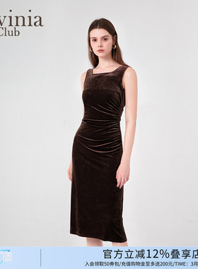 春季新款法式复古气质修身无袖背心裙纯色包臀连衣裙J45L105P