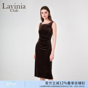 无袖 春季 复古气质修身 法式 背心裙纯色包臀连衣裙J45L105P 新款