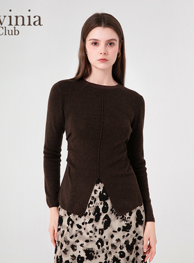Lavinia简约气质通勤圆领开叉设计感针织衫女春季新款I45Z102