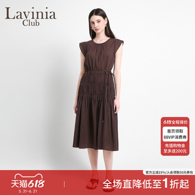 Lavinia2026夏季新款温柔风气质圆领褶皱小飞袖连衣裙女Q63L109R