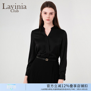 Lavinia简约气质纯色上衣早春新款 R45C106 通勤OL百搭黑色衬衫