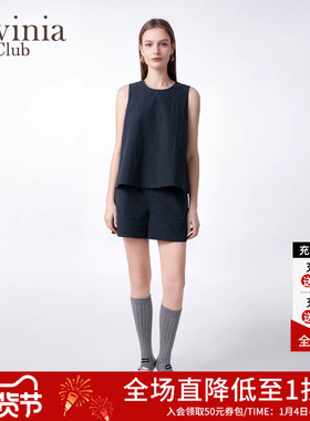 Lavinia 直筒短裤女2025夏季通勤百搭纯色立体挺括山系短裤E53K58