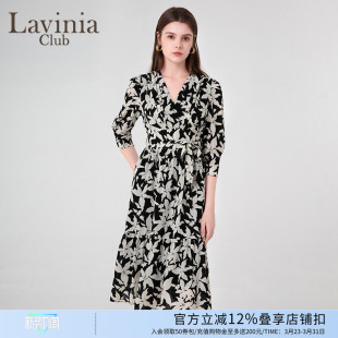 早春新款 优雅气质茶歇裙女微褶设计感收腰连衣裙Q45L109 法式