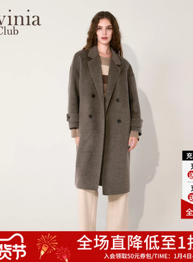 静奢优雅Lavinia绵羊毛骆驼绒高级感毛呢大衣2025冬季新款K57D102