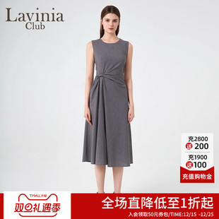 长款 Lavinia夏季 褶皱无袖 优雅气质百搭修身 连衣裙P43L02 新款