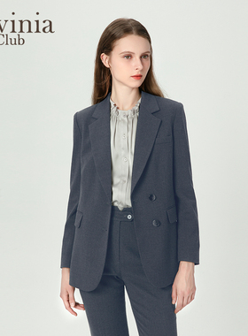拉维妮娅秋冬新款灰色通勤休闲百搭气质极简西服外套女B47W02