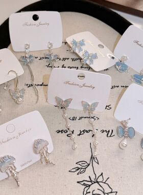 韩版耳环合集蝴蝶结 轻奢高级感红色耳环女S925银针简约耳饰耳钉