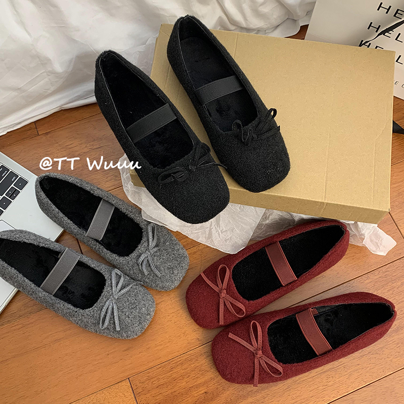 芭蕾舞鞋女法式复古风软底加绒