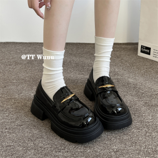 女JK休闲女鞋 单鞋 松糕厚底加棉白色小皮鞋 TTWuuu小众一脚蹬乐福鞋