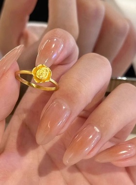 2024新款日韩精致小巧玫瑰花戒指高级感轻奢时尚百搭指环中指食指