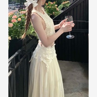 女 两件套 单件韩系潮流小众设计镂空短款 背心 蕾丝拼接半身裙套装