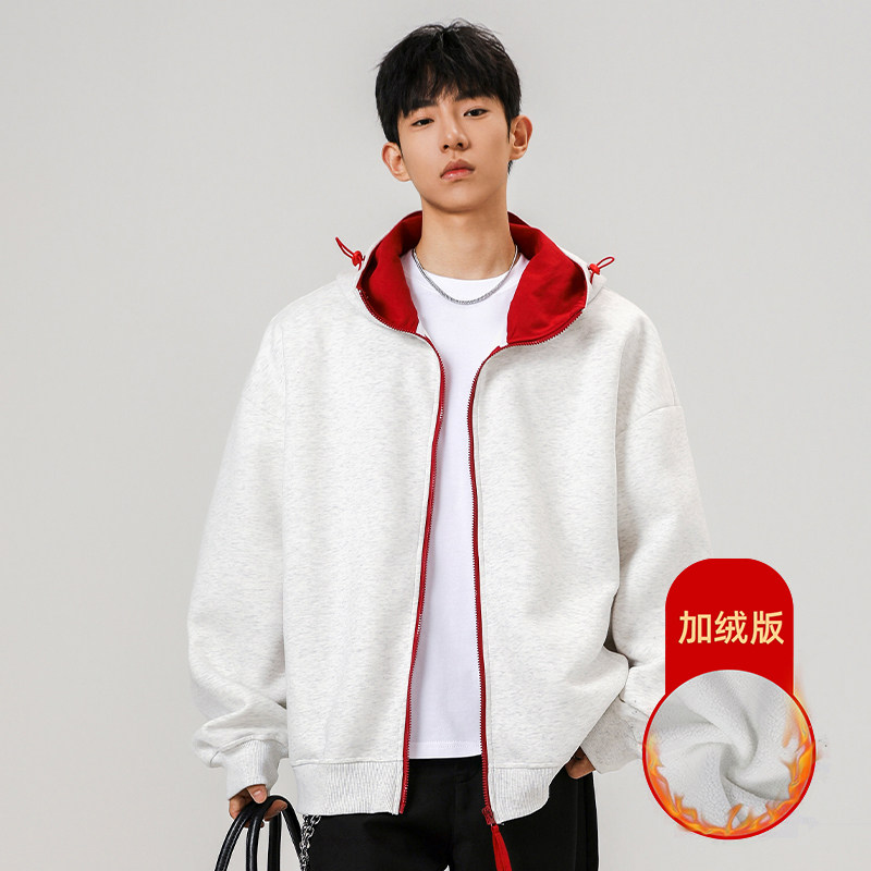 2000件+330g 加绒  秋冬拼色开衫卫衣 无影墙WY616-JR P52图片
