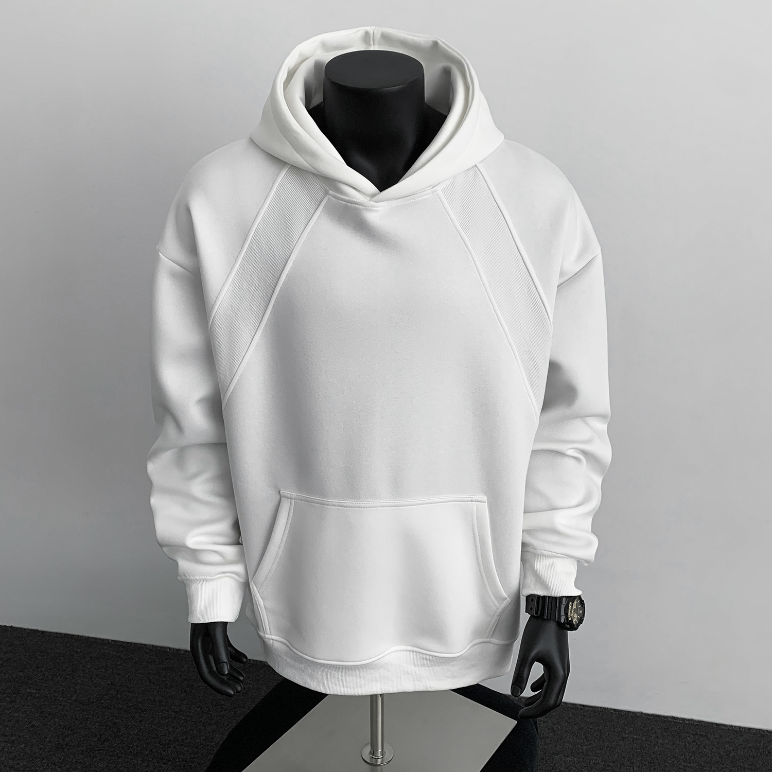 6w件+330g秋新款男潮牌套头连帽卫衣黑色假模WY617P32，男装卫衣，电商A030