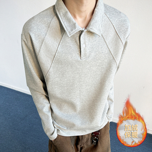 1w+420g曼巴棉加绒 2026春POLO翻领长袖T恤室内模特T2599-JR特P19，男装T恤，电商A030