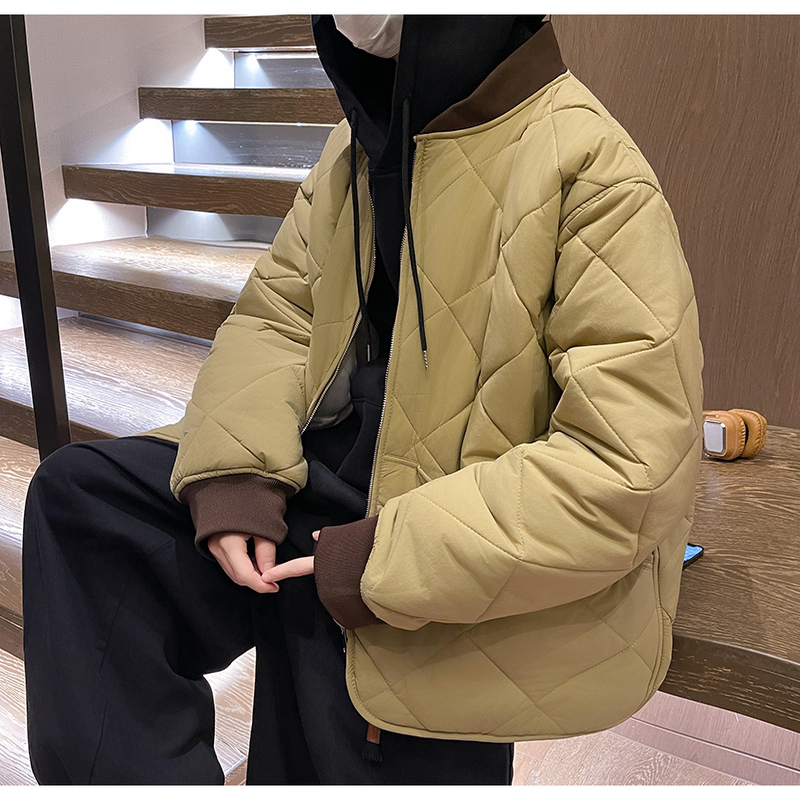 冬季新款设计感菱格棉服拉链棒球服室内模特m833p110，男装棉衣，电商A030