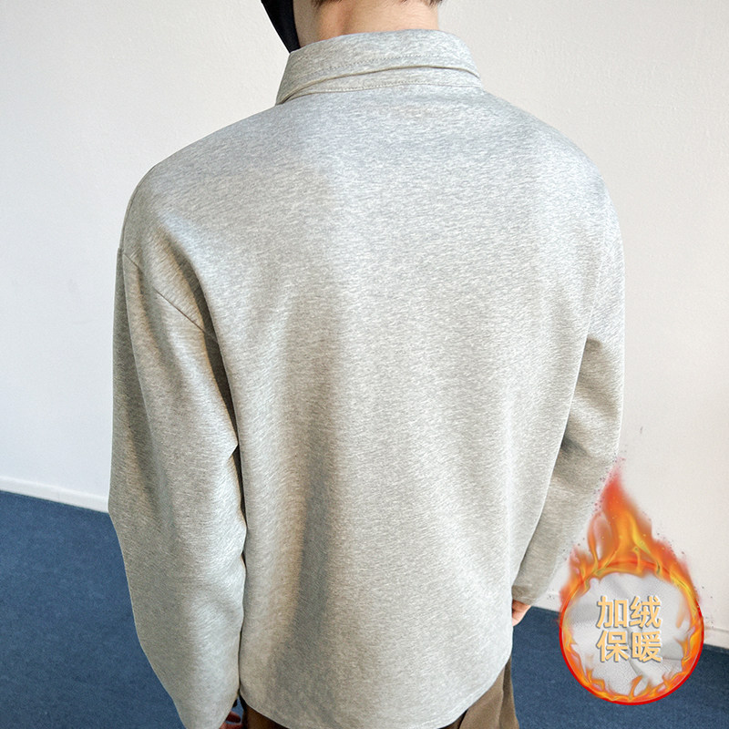 1w+加绒款正肩POLO衫男重磅翻领长袖T恤室内模特T2599-JRP25,男装T恤,电商A030