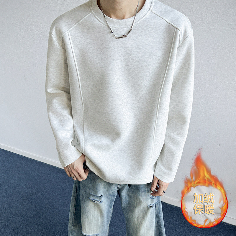 1w+420g华棉加绒2026春款解构拼接长袖T恤室内模特T2596-JR特P23，男装T恤，电商A030