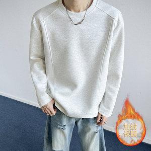 1w+420g华棉加绒 2026春款解构拼接长袖T恤室内模特T2596-JR特P23，男装T恤，电商A030