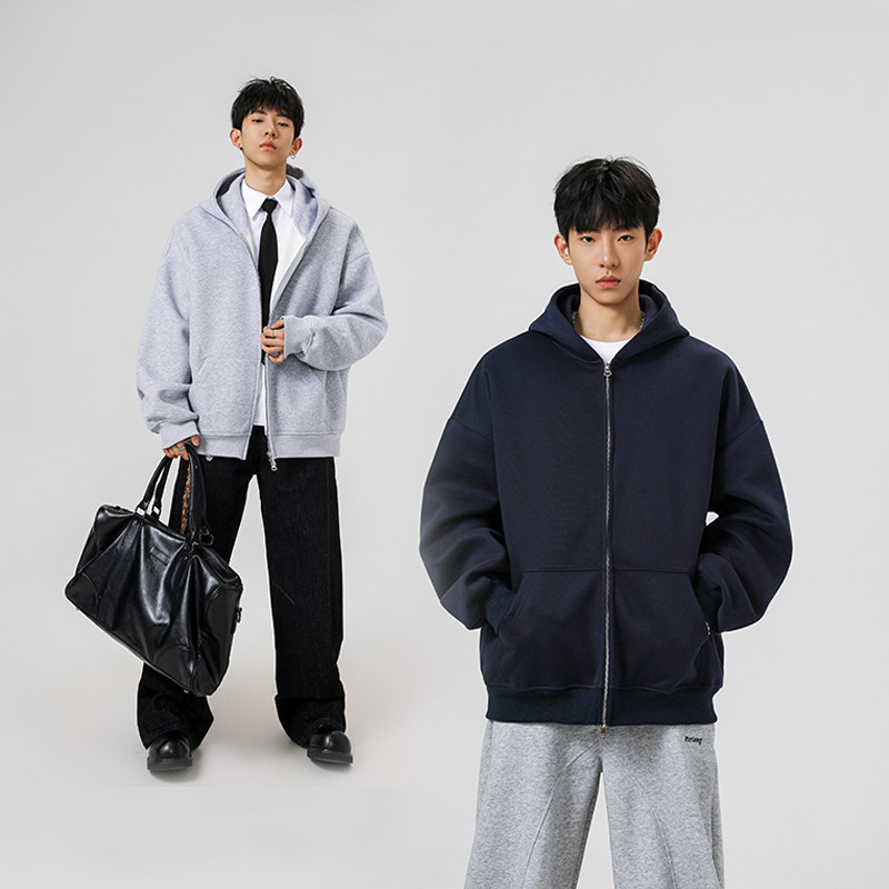 2W件+420g华棉加厚2026春款纯色拉链连帽卫衣无影墙WY802特P38，男装卫衣，电商A030