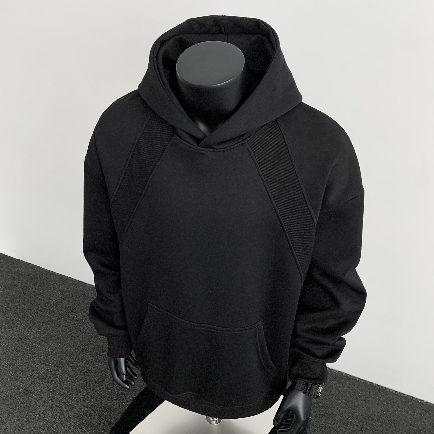 6w件+330g秋新款男潮牌套头连帽卫衣黑色假模WY617P32，男装卫衣，电商A030