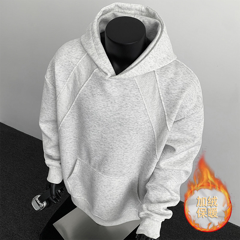 2000件+330g加绒款男潮牌套头连帽卫衣黑色假模WY617-JR特P38，男装卫衣，电商A030