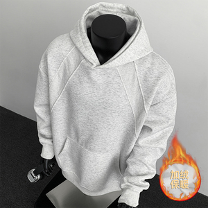 2000件+330g 加绒款男潮牌套头连帽卫衣 黑色假模 WY617-JR 特P38,男装卫衣,电商A030