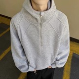 1w件+420g华棉2026春款拼螺纹半拉链套头卫衣室外模特WY606P45，男装卫衣，电商A030