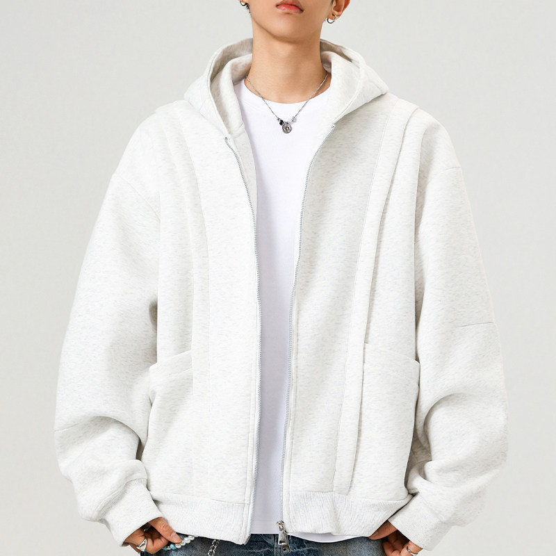 5k件+420g华棉2026春设计感双拉链连帽卫衣外套无影墙WY607特P45，女装短外套，电商A030